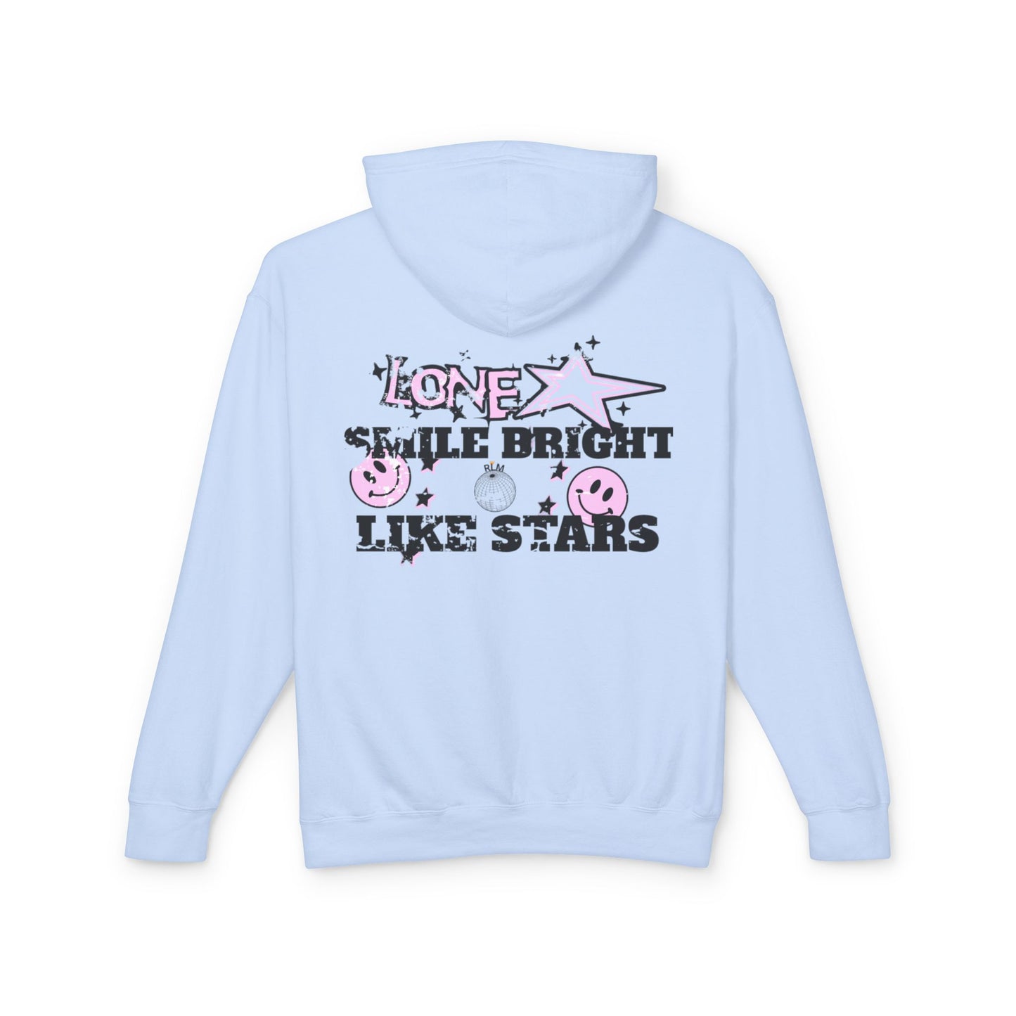 Unisex Lightweight Hooded Sweatshirt - 'Smile Bright Like Stars' Vintage Design