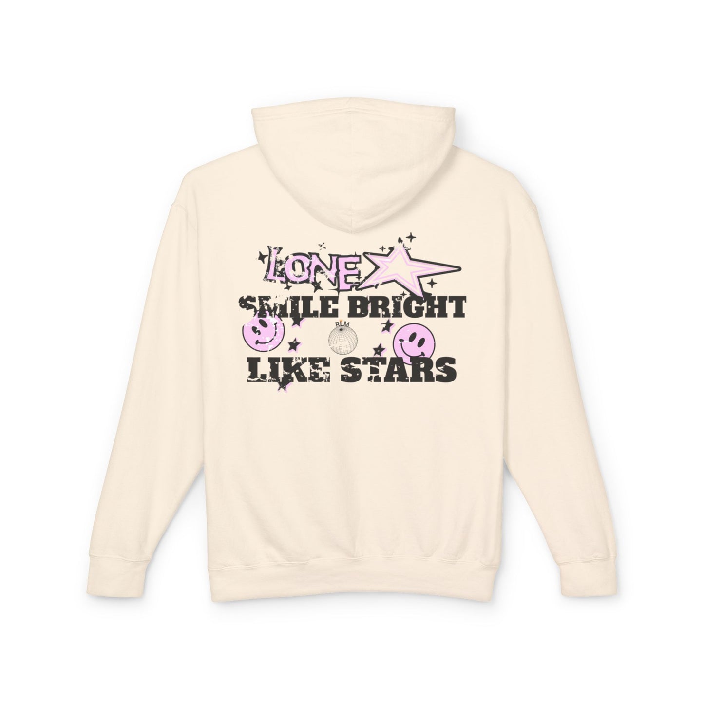 Unisex Lightweight Hooded Sweatshirt - 'Smile Bright Like Stars' Vintage Design