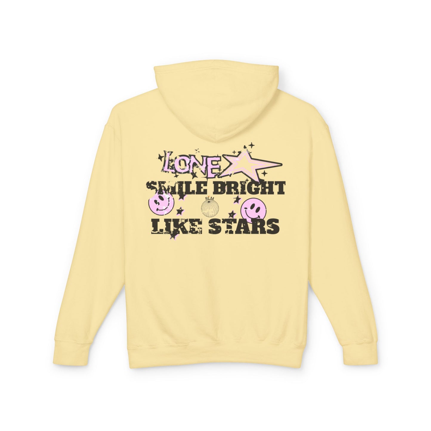 Unisex Lightweight Hooded Sweatshirt - 'Smile Bright Like Stars' Vintage Design