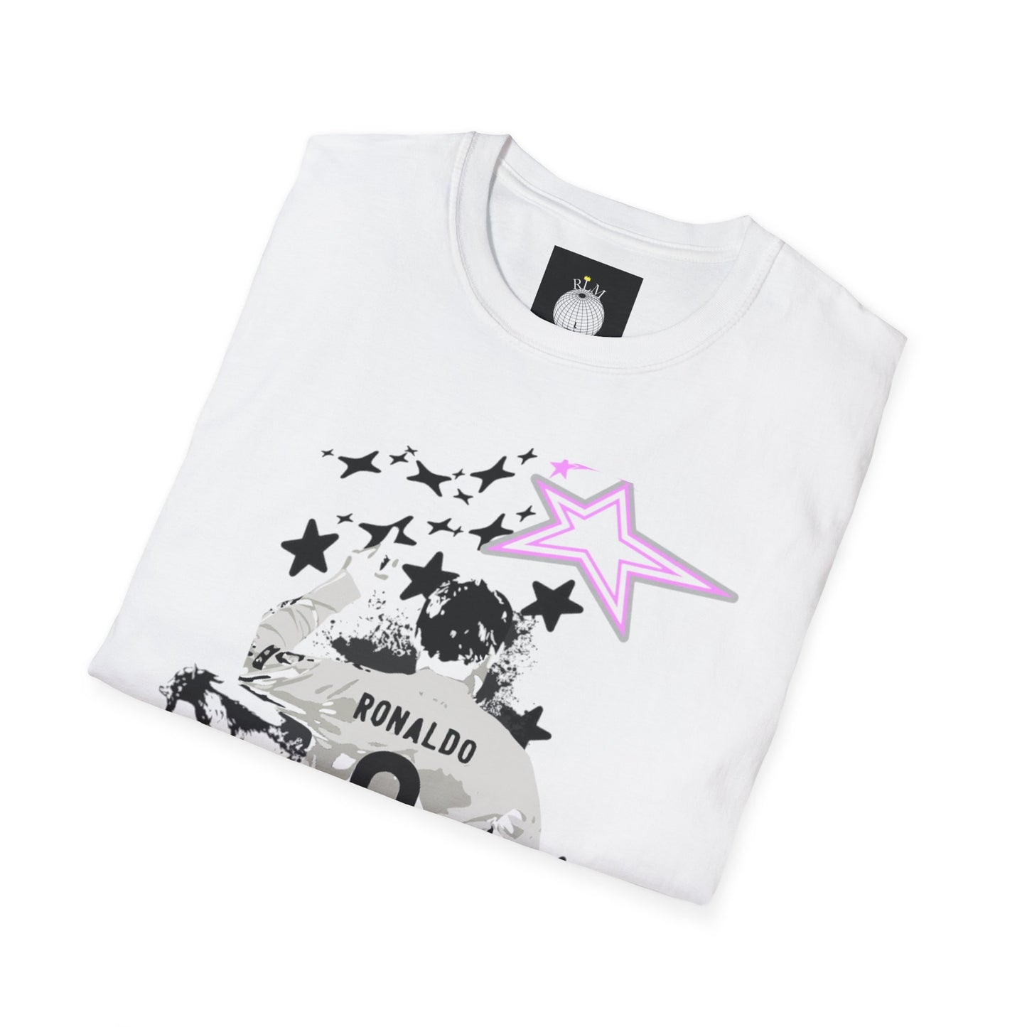 Unisex Softstyle T-Shirt - Ronaldo 'The GOAT' Graphic Tee with Star Design