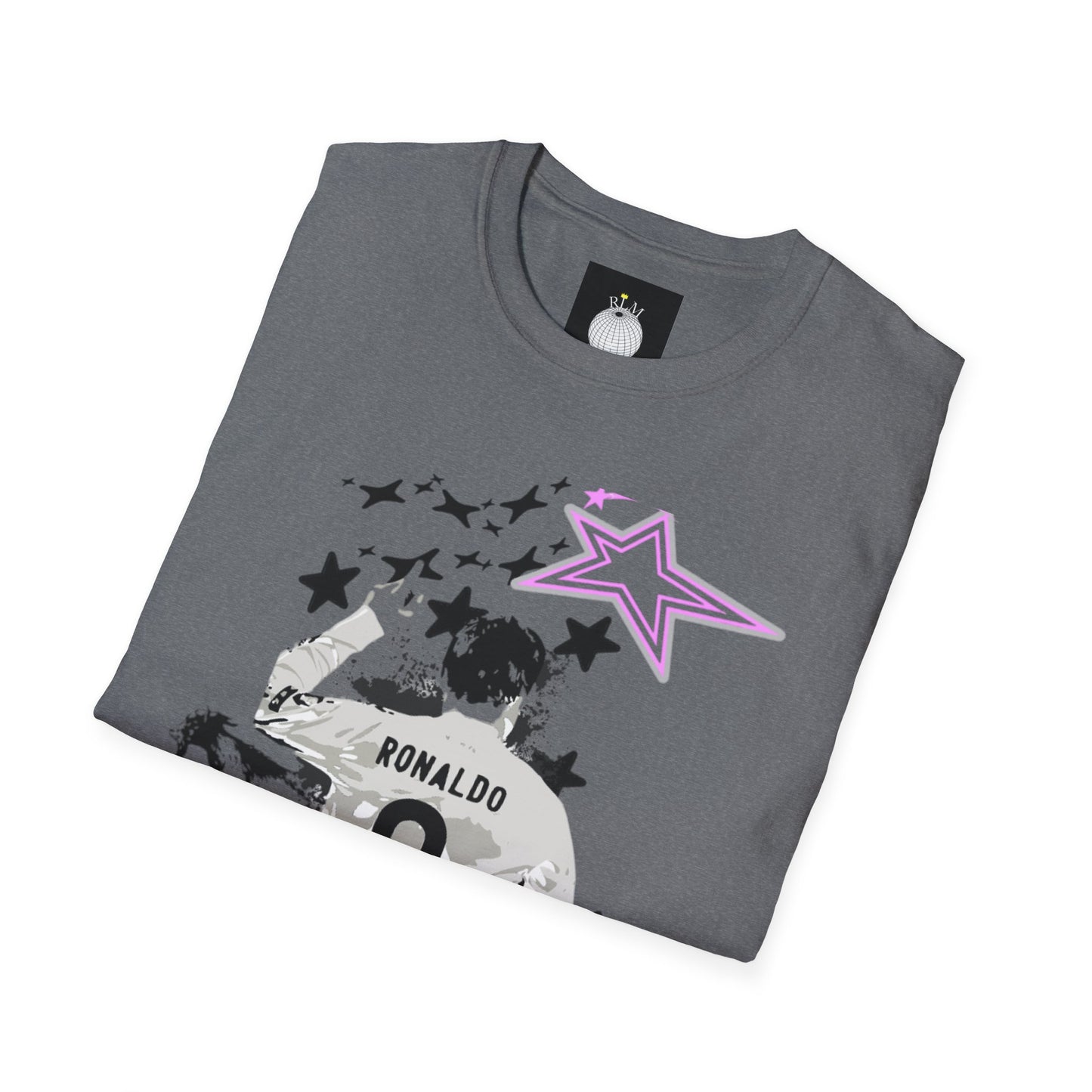 Unisex Softstyle T-Shirt - Ronaldo 'The GOAT' Graphic Tee with Star Design