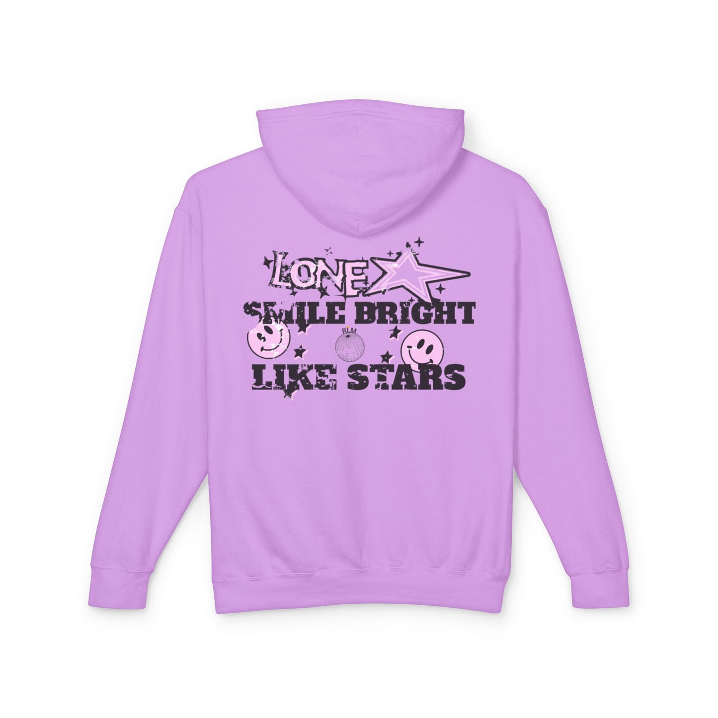 Unisex Lightweight Hooded Sweatshirt - 'Smile Bright Like Stars' Vintage Design