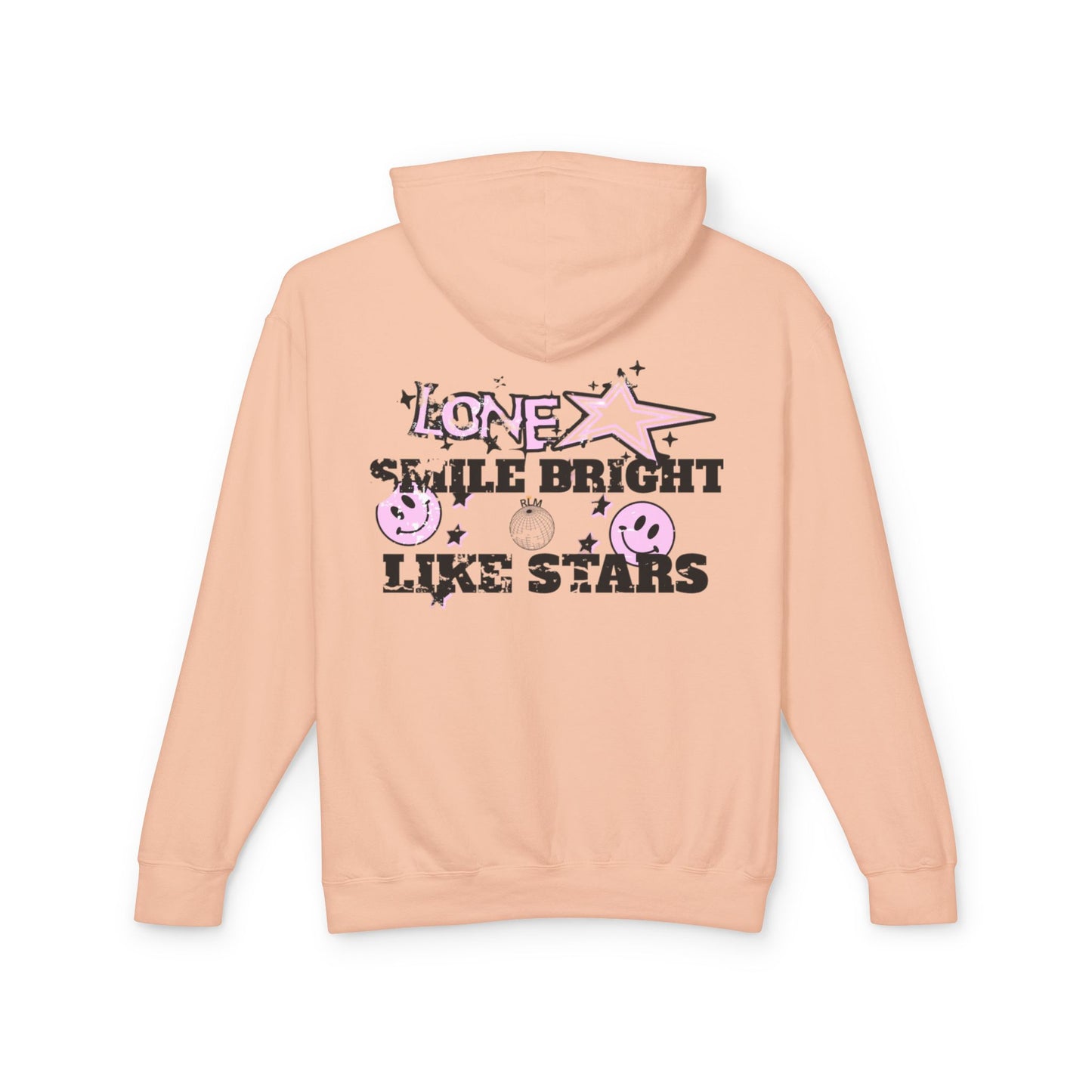 Unisex Lightweight Hooded Sweatshirt - 'Smile Bright Like Stars' Vintage Design