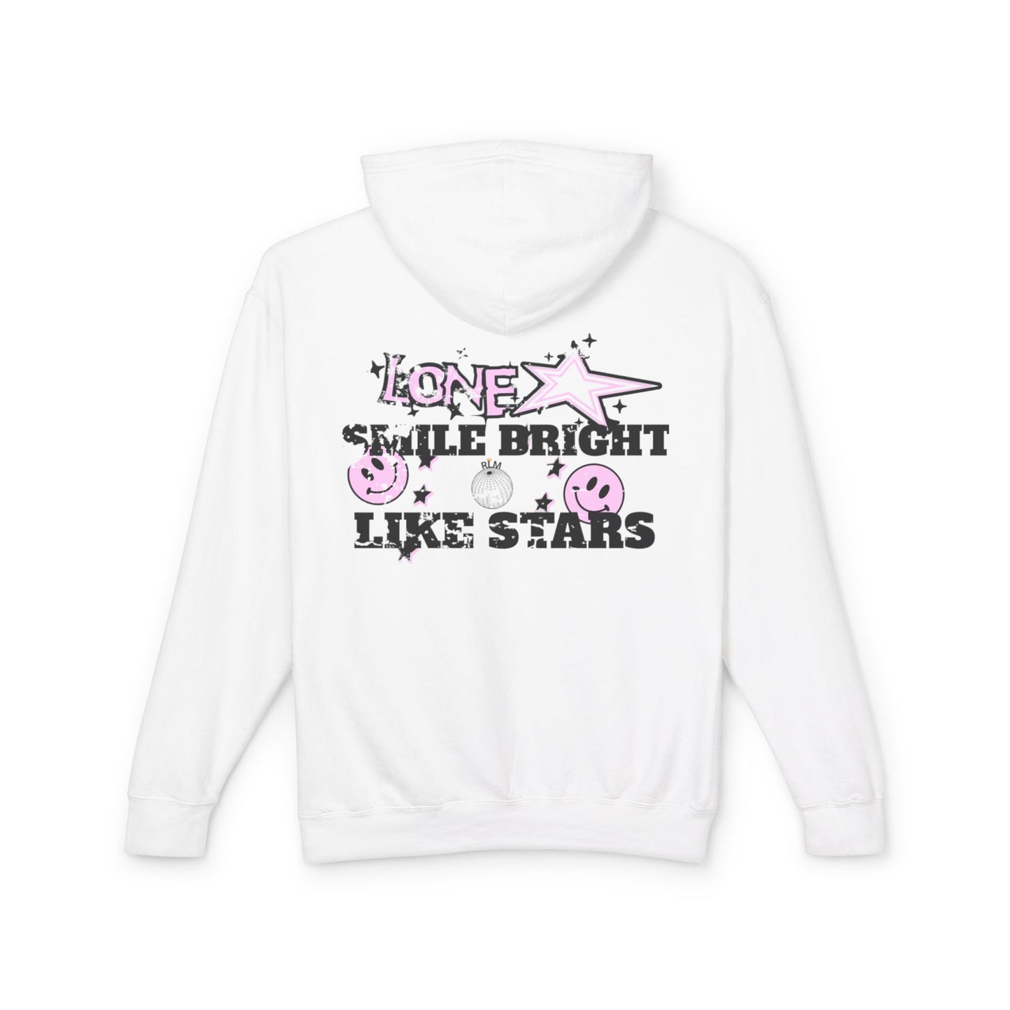 Unisex Lightweight Hooded Sweatshirt - 'Smile Bright Like Stars' Vintage Design